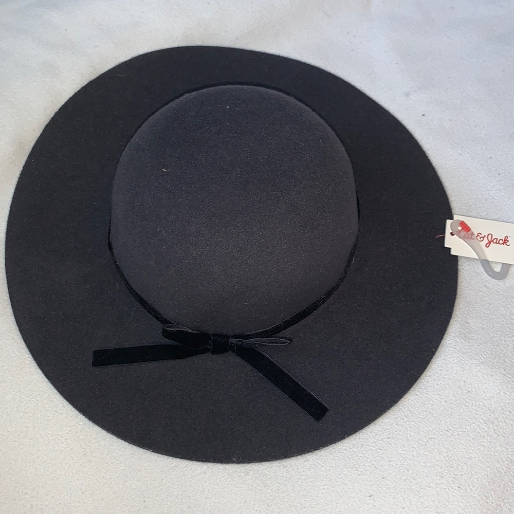 🆕 new black 12-24 month girls hat wide brim wool